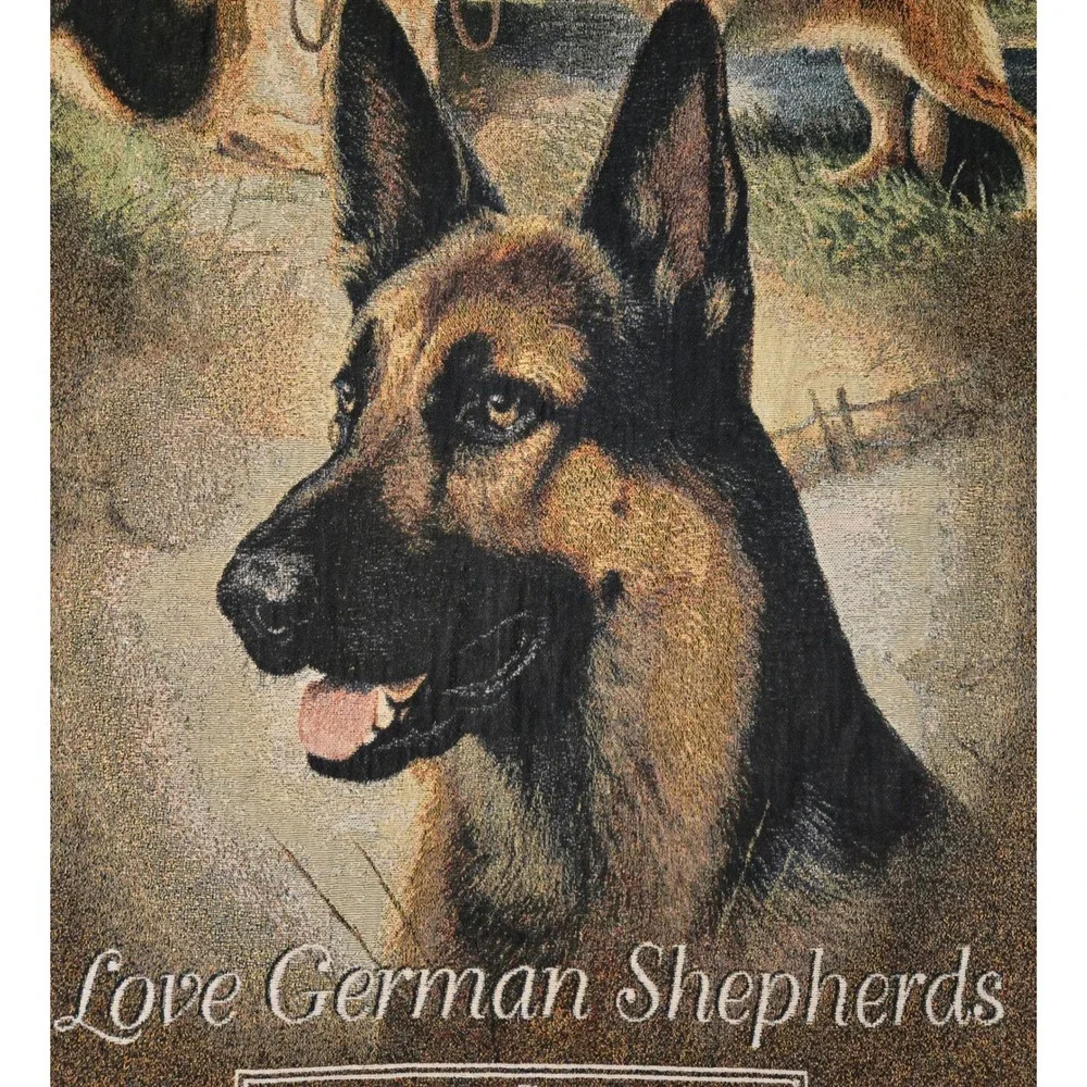 Danbury Mint‎ German Shepherd Woven Tapestry Throw Blanket 49x61 USA Cotton